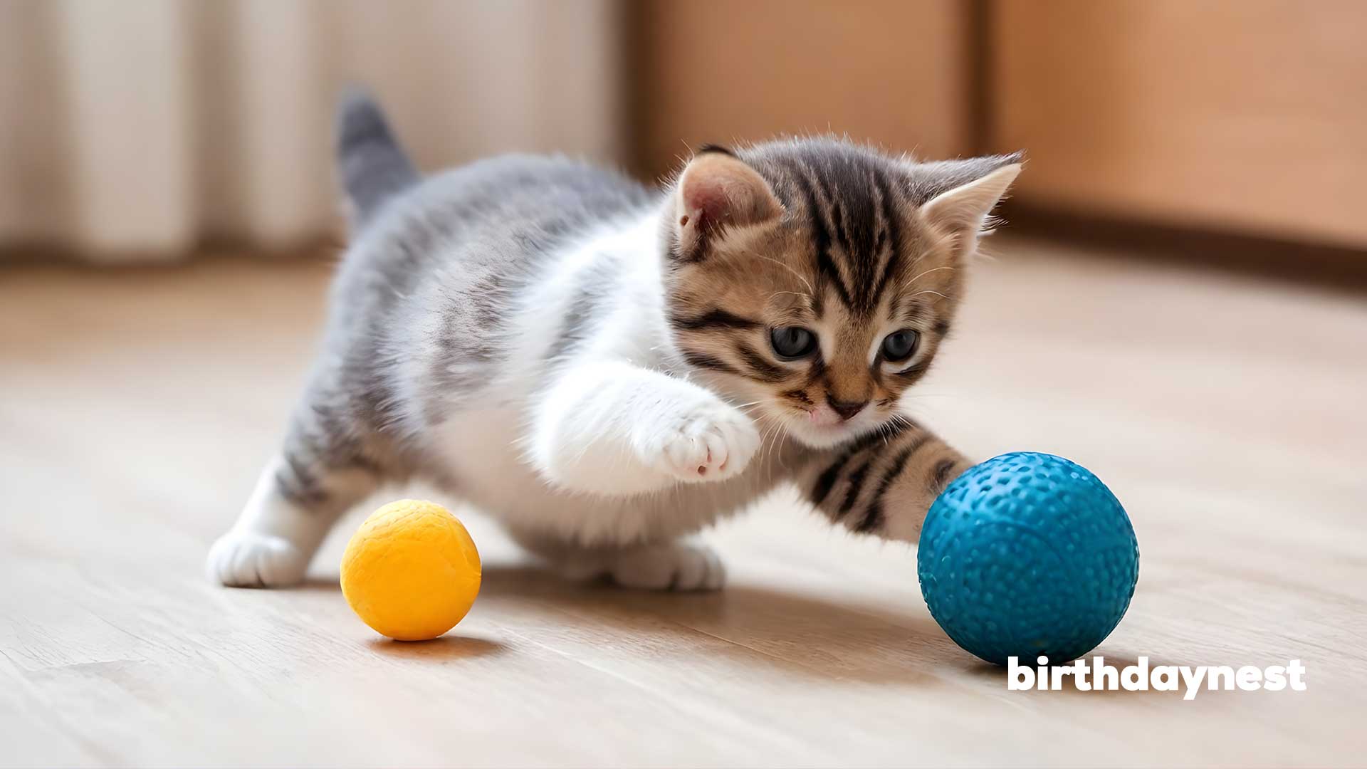 Cat playing with a ball